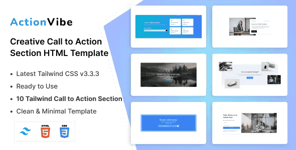 ActionVibe – Tailwind Call to Action Section Template