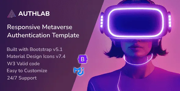 Authlab – Responsive Metaverse Authentication Bootstrap Template HTML