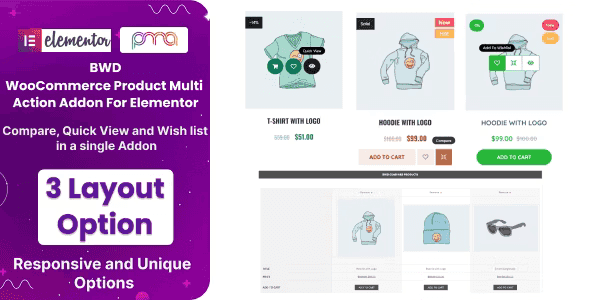 BWD WooCommerce Product Multi Action Addon For Elementor WordPress