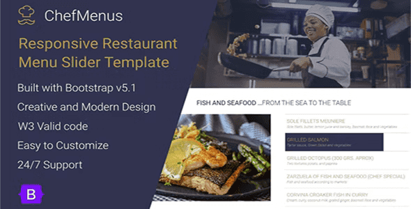 ChefMenus – Responsive Restaurant Menu Bootstrap Slider Template HTML