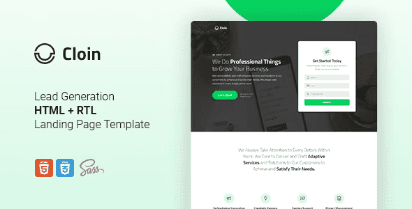 Cloin – HTML Landing Page Template