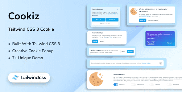 Cookiz – Tailwind CSS 3 Cookie Template