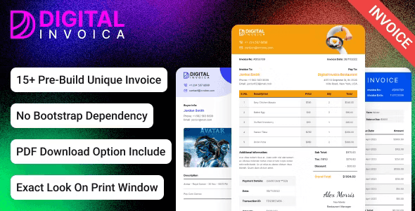 Digital Invoico – Invoice HTML Template for Ready to Print