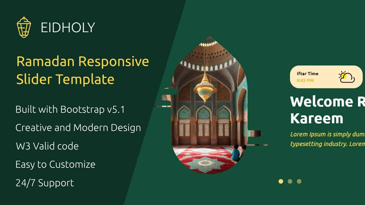 Eidholy – Ramadan Responsive Bootstrap Slider Template HTML
