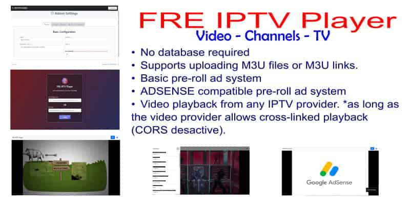 FRE IPTV Player – TV Channels VOD Video Stream PHP Script