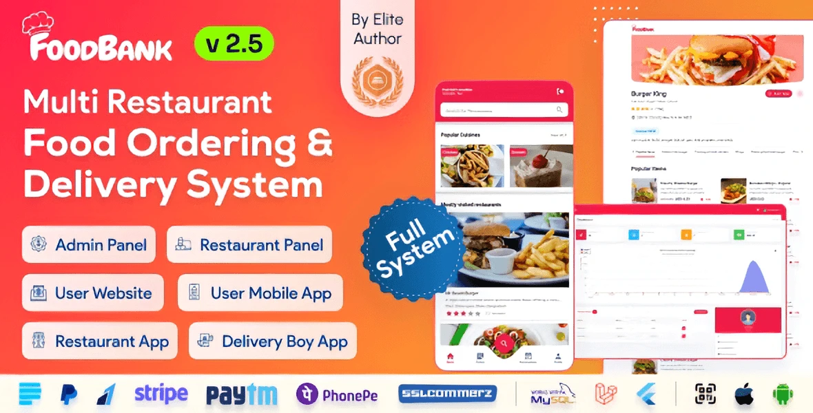 FoodBank Multi Restaurant – Food Delivery App Restaurant App with Admin & Restaurant Panel PHP