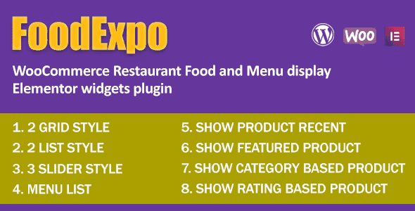 FoodExpo – WooCommerce Restaurant Food Menu display Elementor Widgets Plugin WP