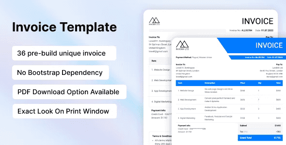 Invoma – Invoice HTML Templatees Sites