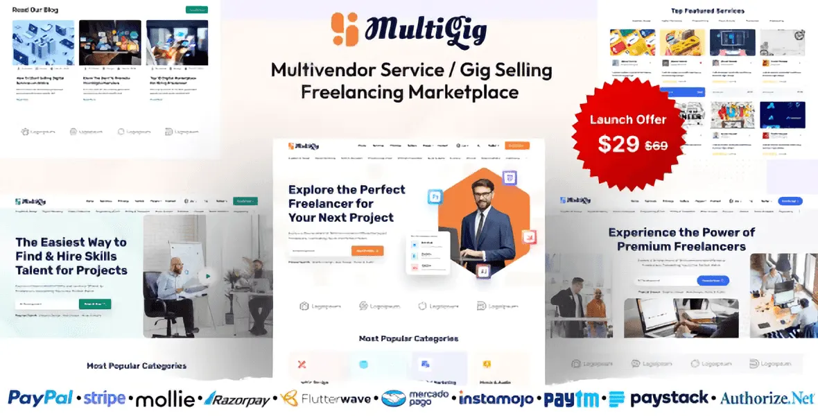 MultiGig – Service / Gig Selling Freelancing Marketplace (Subscription Based) PHP Script