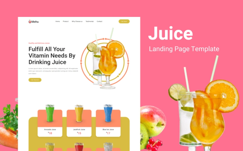 Mehu – Juice Landing Page Template HTML