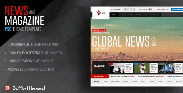 Prime News – Online News and Magazine Template PSD