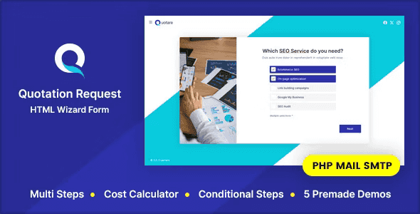 Quotare – Multipurpose Quotation Request HTML Wizard Form Template