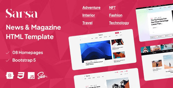 Sarsa – News & Magazine HTML Template
