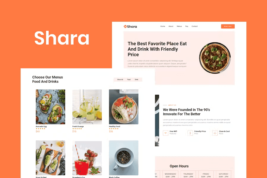 Shara – Food & Drink Landing Page Template HTML