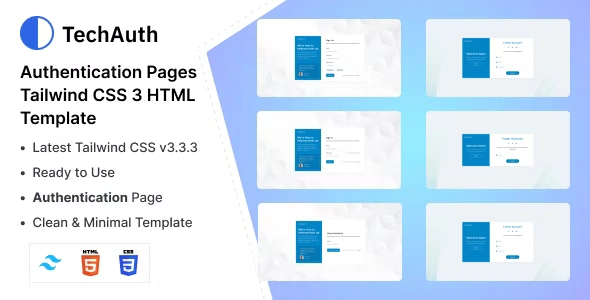 TechAuth – Auth Pages Tailwind CSS 3 HTML Template