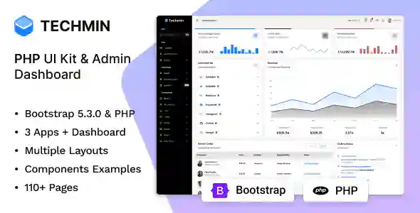 Techmin – PHP Bootstrap UI Kit & Admin Dashboard Template