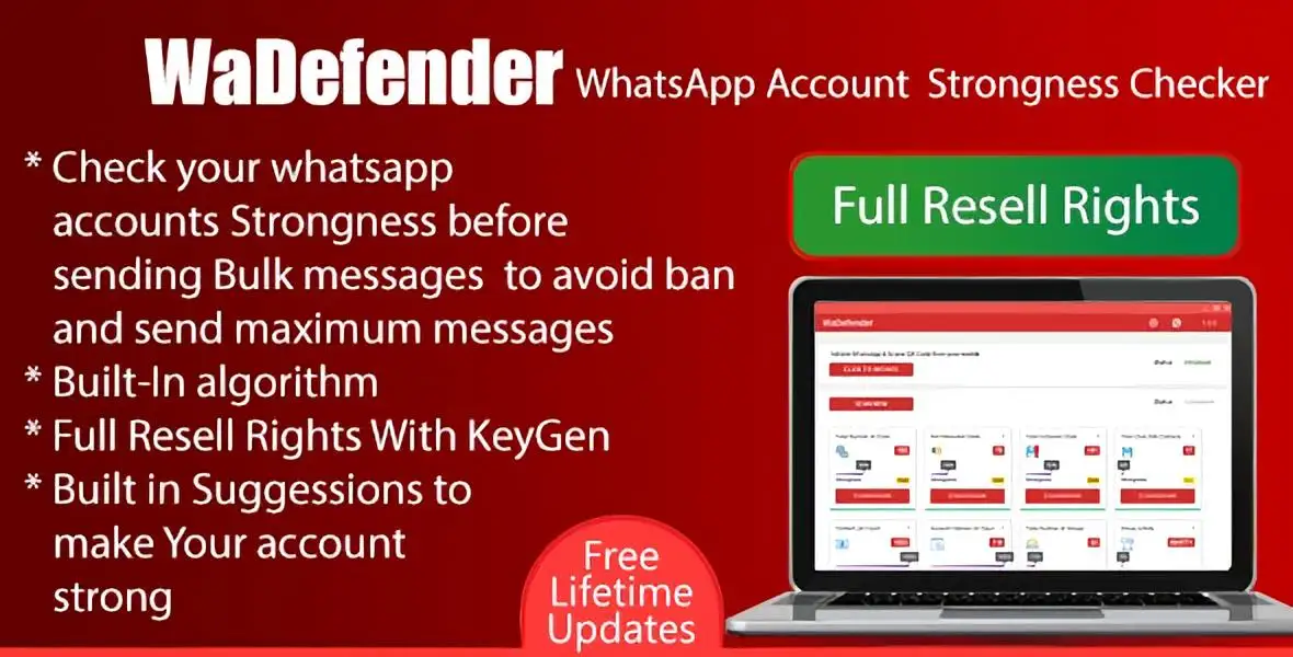 WaDefender – WhatsApp Account Strongness Checker for bulk sending – Full Reseller Rights Windows