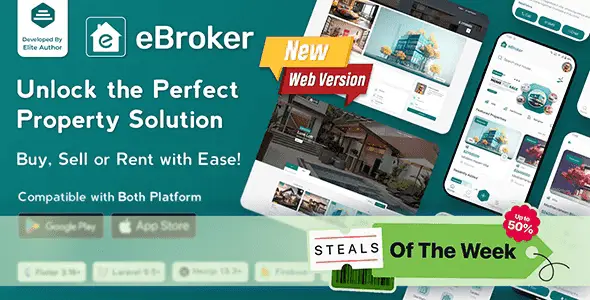 eBroker – Real Estate Property Buy-Rent-Sell Flutter app with Laravel Admin Panel