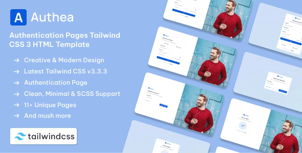 Authea – Authentication Pages Tailwind CSS 3 HTML Template