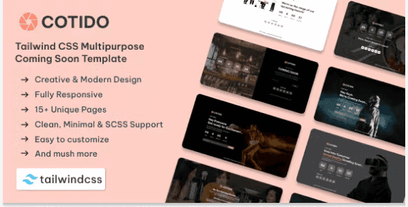 Cotido – Tailwind CSS Coming Soon HTML Template