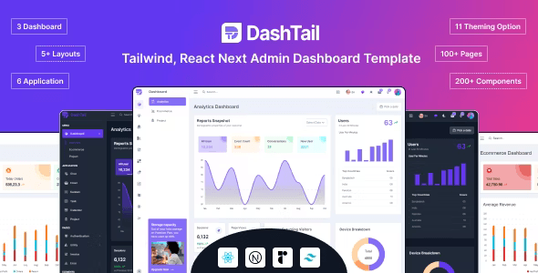 DashTail – Tailwind, React Next Admin Dashboard Template