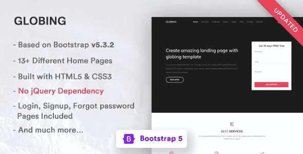 Globing – Bootstrap 5 Landing Page Template HTML