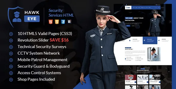Hawkeye – Security Services & Guarding HTML Template