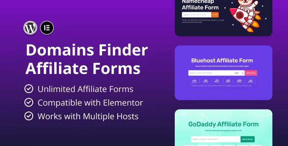 Hosting Domains Finder (Affiliate Forms) Elementor WordPress