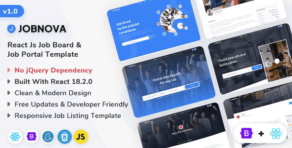 Jobnova – React Js Job Board, Job Portal and Job Listing Template