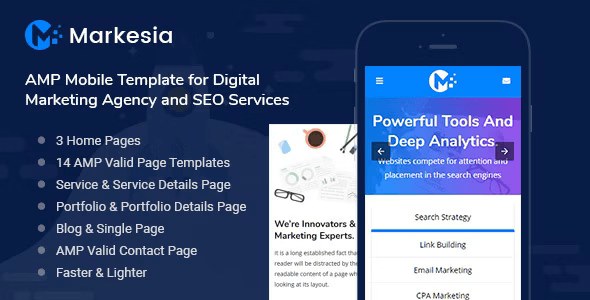 Markesia – AMP Mobile Template HTML for SEO & Digital Marketing Agency