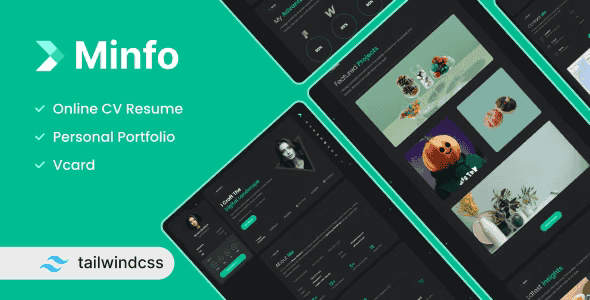 Minfo – Tailwind Personal Resume HTML Template