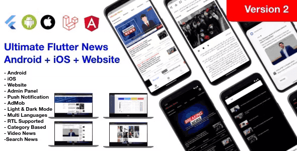 News Full App – Flutter App Android + iOS + Website