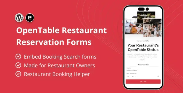 OpenTable – Restaurant Reservation Forms for Elementor WordPress