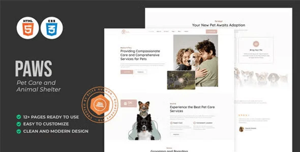 Paws – Pet Care and Animal Shelter HTML Template