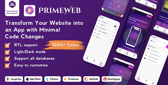 Prime Web – Convert Website to a Flutter App | Web View App | Web to App