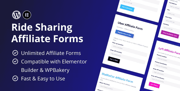 Ride Sharing Affiliate Forms Elementor WordPress Plugin