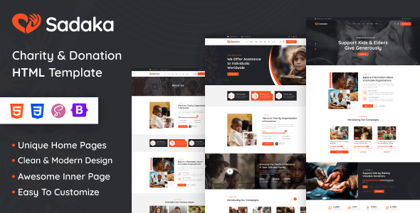 Sadaka – Non Profit Charity HTML Template