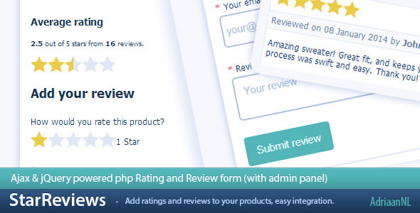 StarReviews – Ajax & jQuery Rating and Review Form