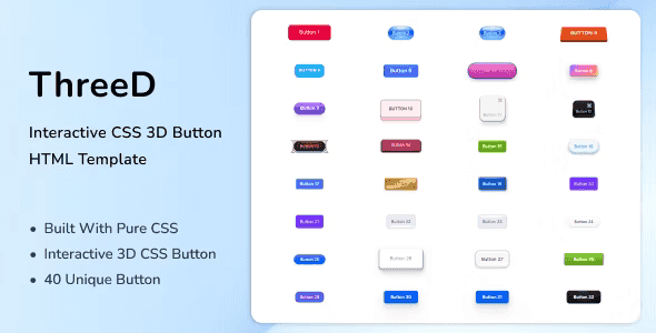 ThreeD – Interactive CSS 3D Button HTML Template