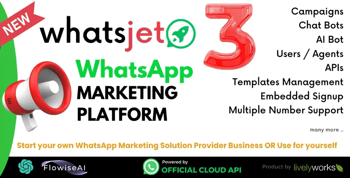 WhatsJet SaaS – A WhatsApp Marketing Platform with Bulk Sending, Campaigns & Chat Bots PHP Script
