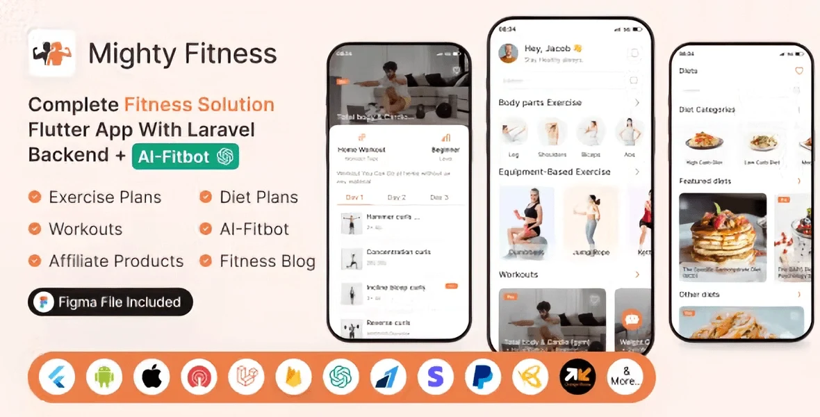 MightyFitness – Complete Fitness Solution Flutter App With Laravel Backend + ChatGPT(AIFitbot)