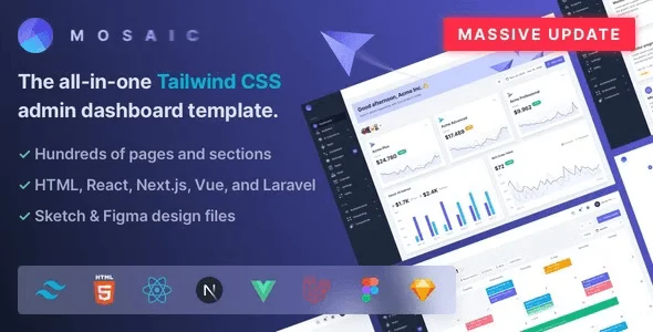 Mosaic – Tailwind CSS Admin Dashboard Template HTML