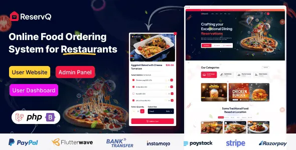 Reservq – Online Food Ordering System for Restaurants Laravel Script PHP