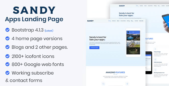 SANDY – Apps Landing Page HTML Template