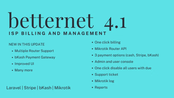 Betternet – ISP Billing with Mikrotik API PHP Script