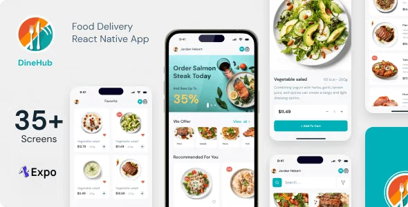 DineHub – Restaurant Food Delivery App – Expo SDK 49.0.13 – TypeScript – Redux Store