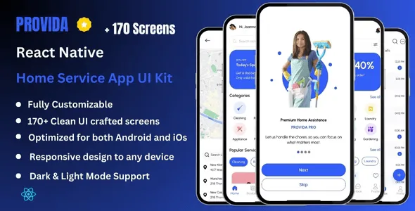 Provida Pro – Home Service & House Cleaning React Native Expo Ui Kit