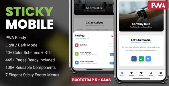 Sticky Mobile PWA – The Best Selling Mobile PWA Bootstrap 5 Template