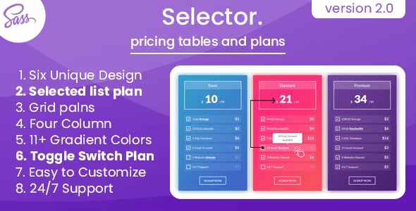 Selector – Pricing Tables and Plans HTML Template