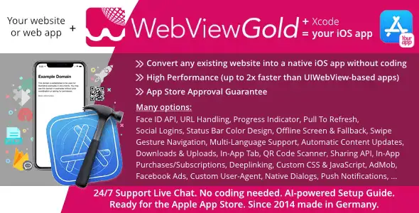 WebViewGold for iOS – WebView URL/HTML to iOS app + Push, URL Handling, APIs